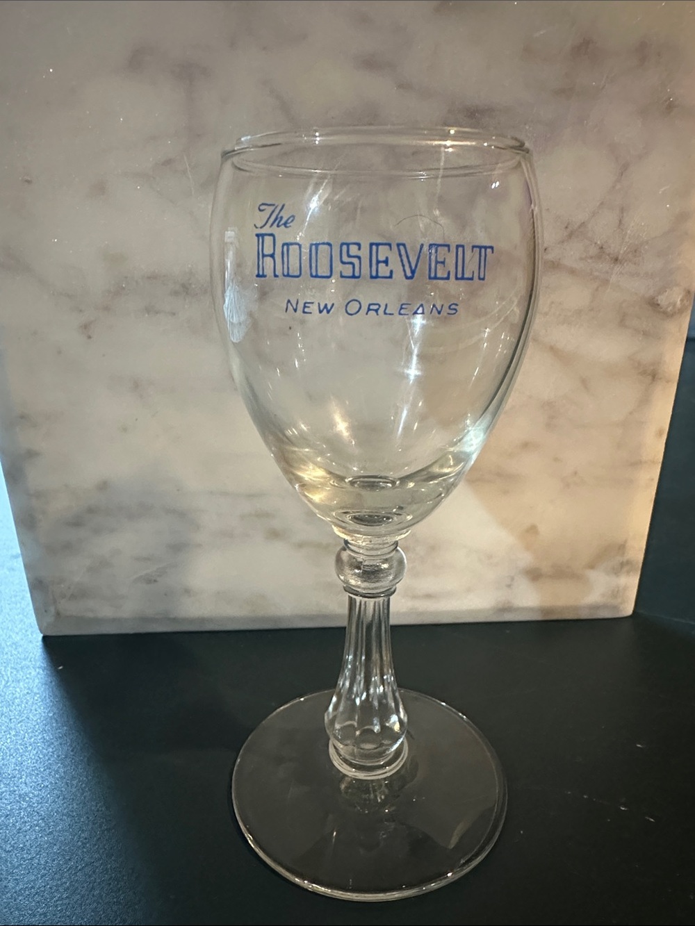 New Orleans Blue Logo Wine Glass - Clear Stemware